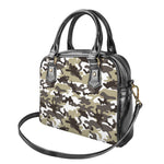 Brown And White Camouflage Print Shoulder Handbag