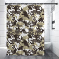Brown And White Camouflage Print Shower Curtain