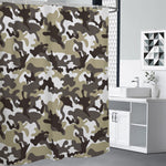 Brown And White Camouflage Print Shower Curtain