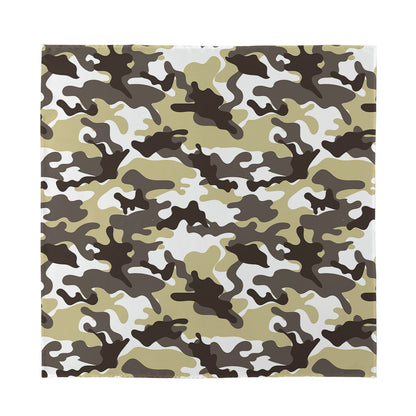 Brown And White Camouflage Print Silk Bandana