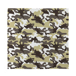 Brown And White Camouflage Print Silk Bandana