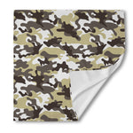 Brown And White Camouflage Print Silk Bandana