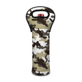 Brown And White Camouflage Print Single Neoprene Wine Tote