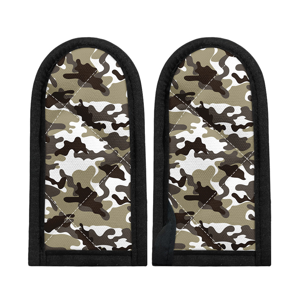 Brown And White Camouflage Print Skillet Handle Cover