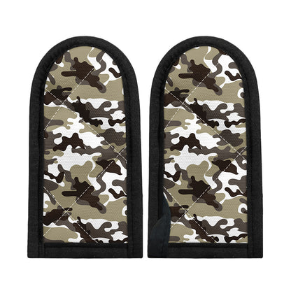 Brown And White Camouflage Print Skillet Handle Cover