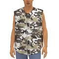 Brown And White Camouflage Print Sleeveless Baseball Jersey