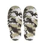 Brown And White Camouflage Print Slippers