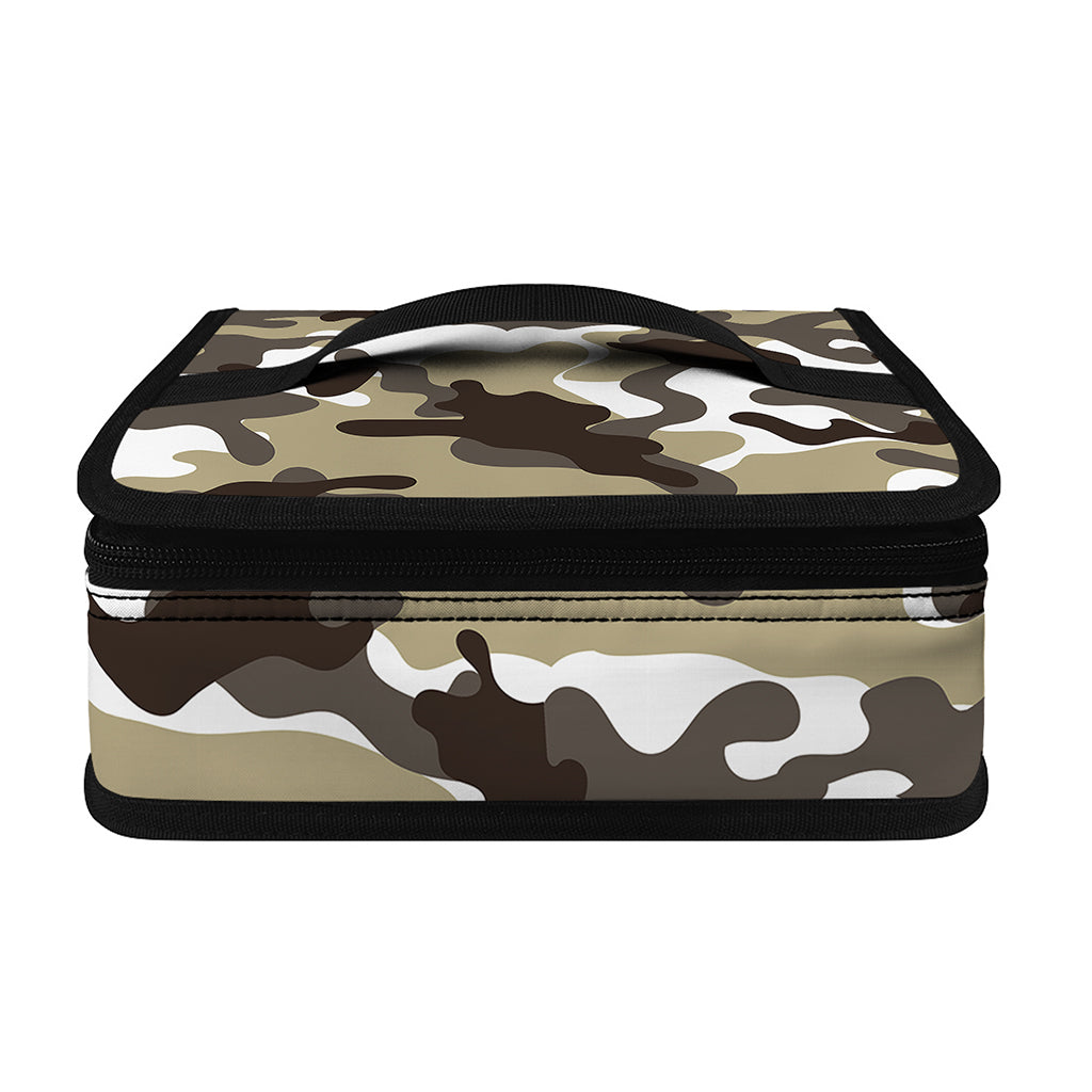 Brown And White Camouflage Print Small Lunch Bag