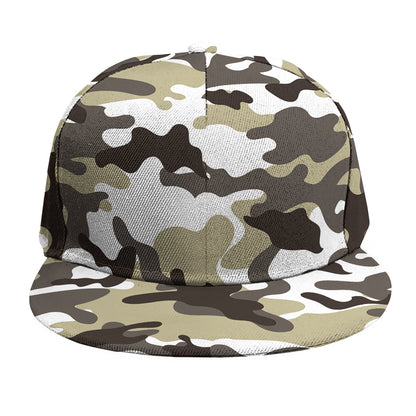 Brown And White Camouflage Print Snapback Cap