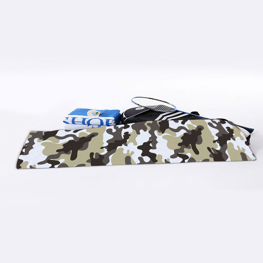 Brown And White Camouflage Print Sports Towel