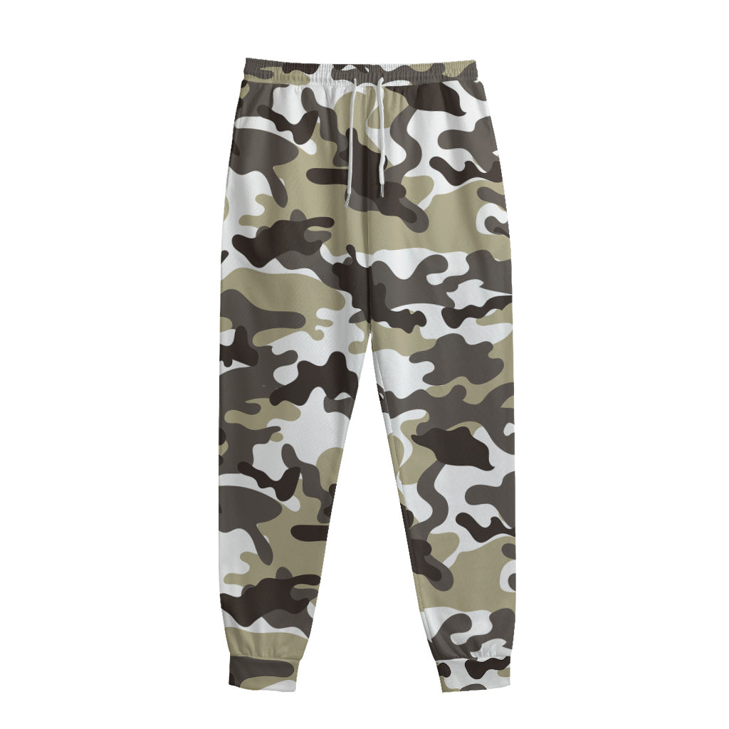 Brown And White Camouflage Print Sweatpants