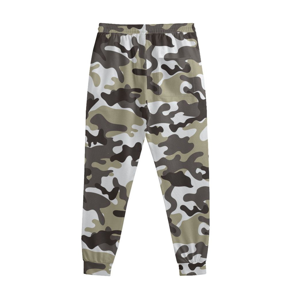 Brown And White Camouflage Print Sweatpants