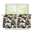 Brown And White Camouflage Print Tier Curtains