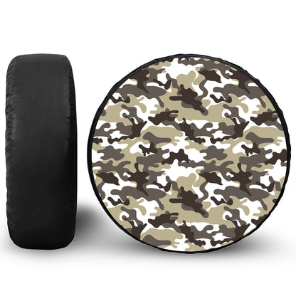 Brown And White Camouflage Print Tire Cover