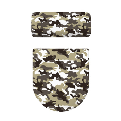 Brown And White Camouflage Print Toilet Lid And Tank Cover Set
