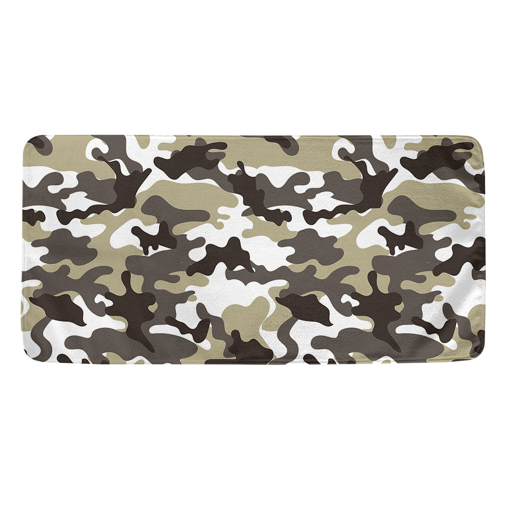 Brown And White Camouflage Print Towel
