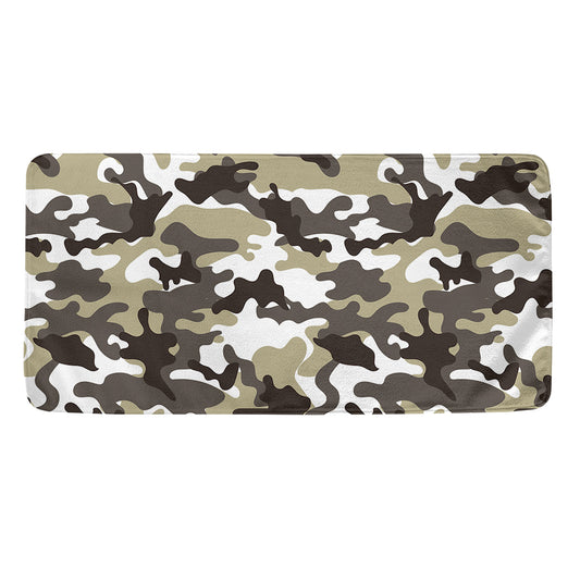 Brown And White Camouflage Print Towel