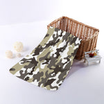 Brown And White Camouflage Print Towel