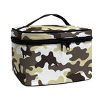 Brown And White Camouflage Print Travel Makeup Bag