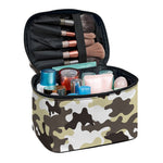 Brown And White Camouflage Print Travel Makeup Bag