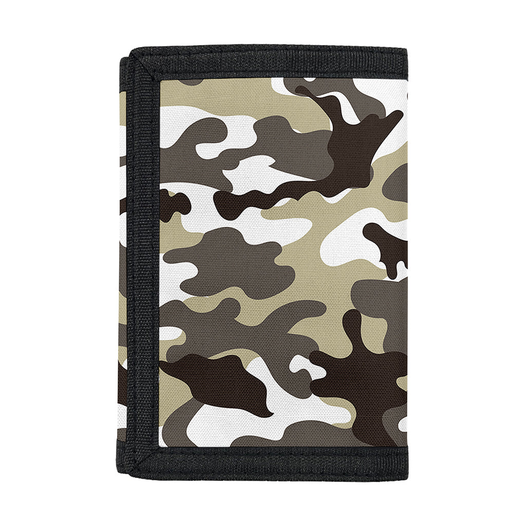 Brown And White Camouflage Print Trifold Wallet