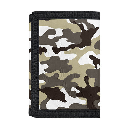 Brown And White Camouflage Print Trifold Wallet