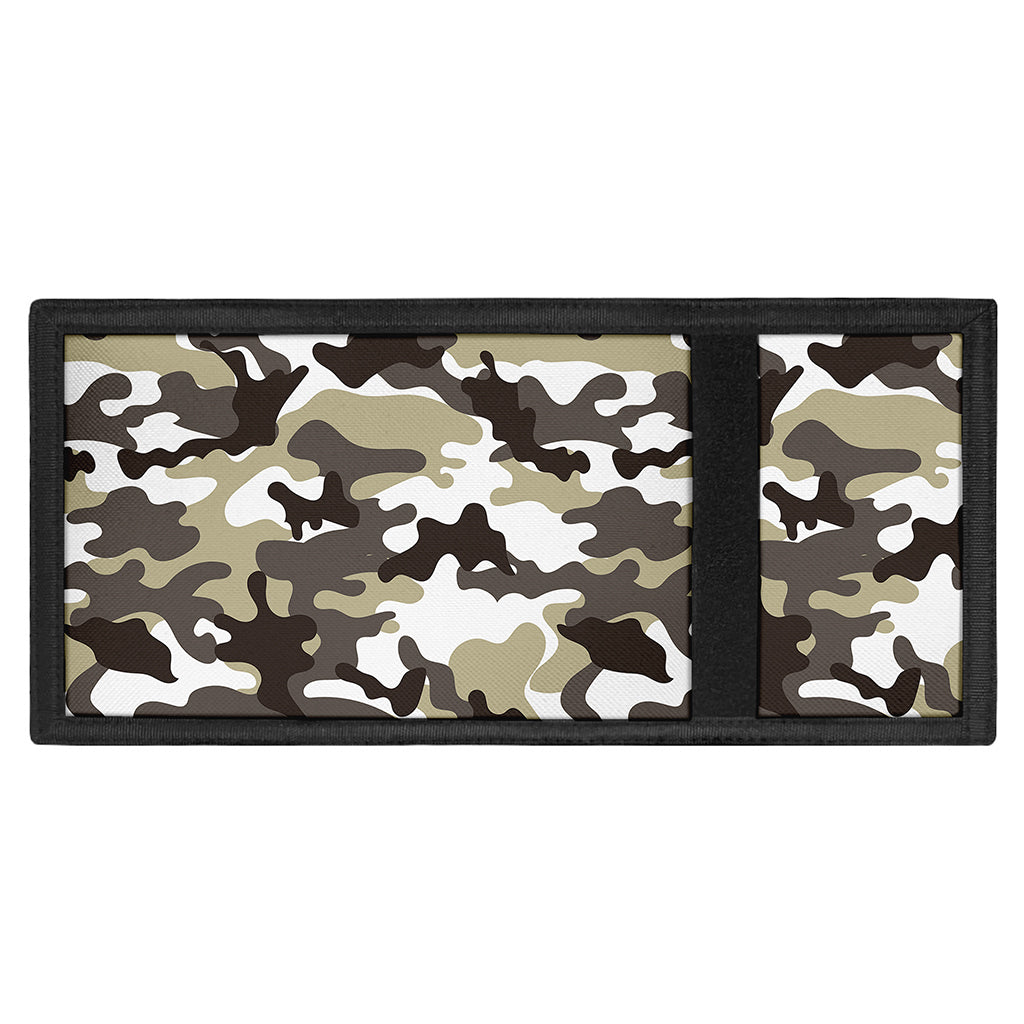 Brown And White Camouflage Print Trifold Wallet