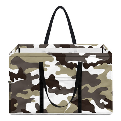 Brown And White Camouflage Print Utility Tote Bag