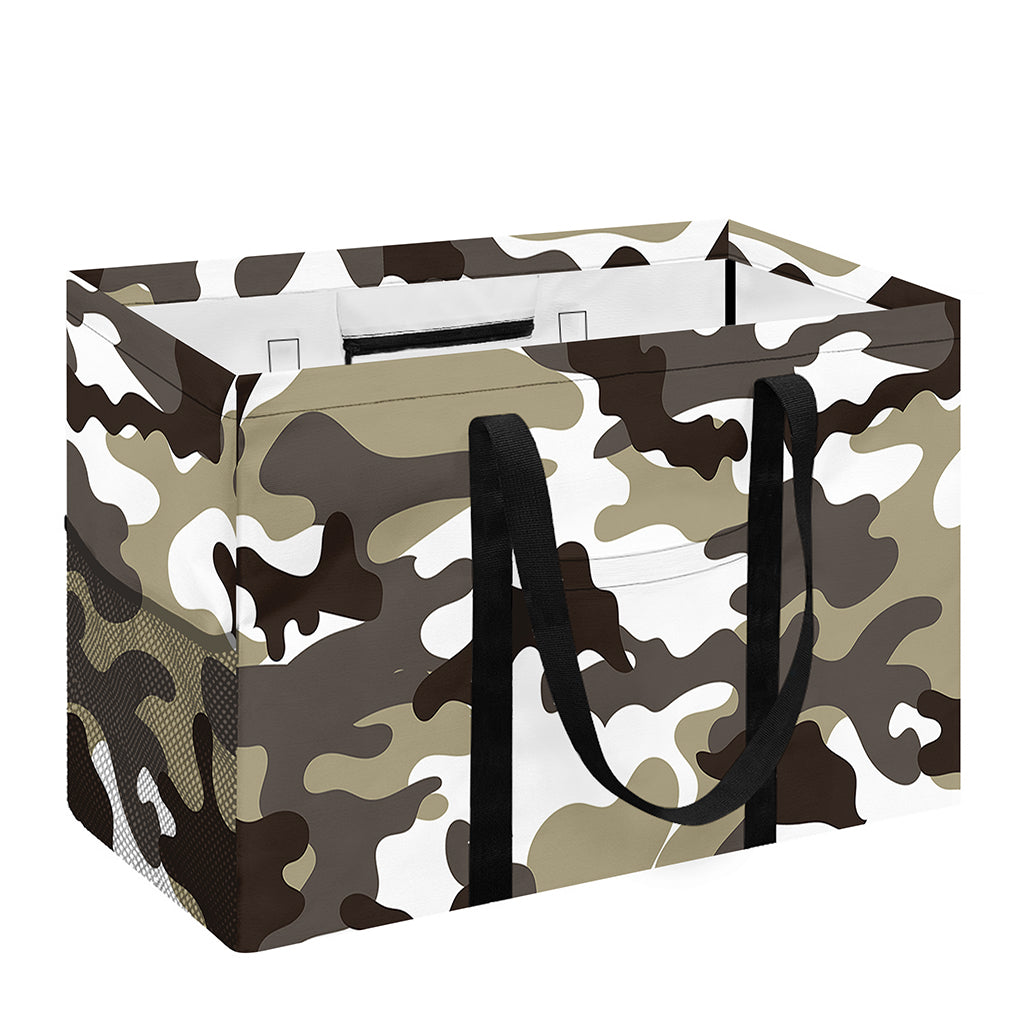 Brown And White Camouflage Print Utility Tote Bag