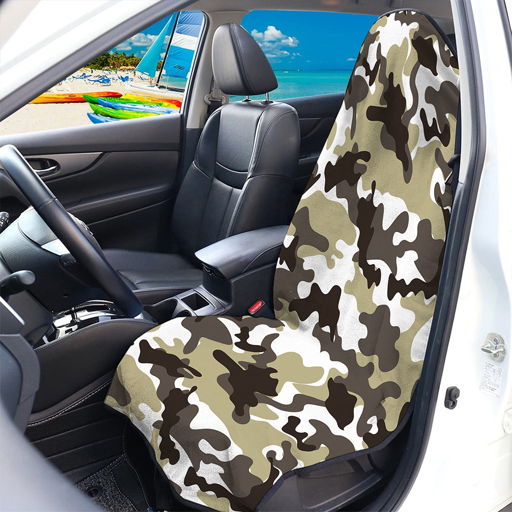 Brown And White Camouflage Print Waterproof Car Seat Cover