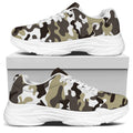 Brown And White Camouflage Print White Chunky Shoes