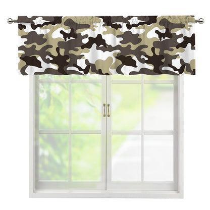 Brown And White Camouflage Print Window Valance