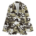 Brown And White Camouflage Print Women's Cotton Blazer