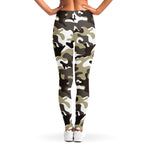 Brown And White Camouflage Print Women's Leggings