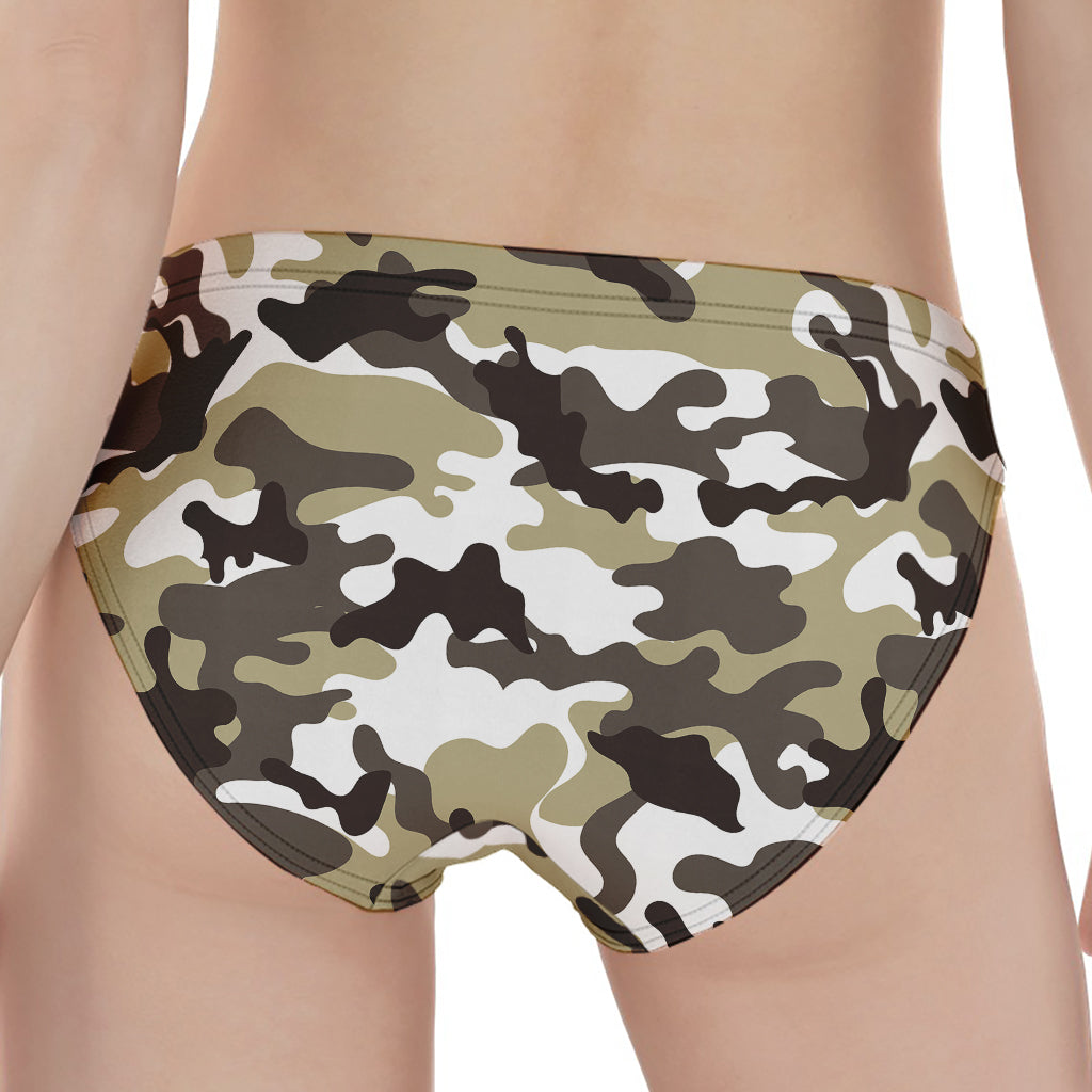 Brown And White Camouflage Print Women's Panties