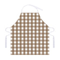 Brown And White Check Pattern Print Adjustable Apron