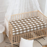 Brown And White Check Pattern Print Baby Crib Sheet
