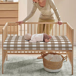 Brown And White Check Pattern Print Baby Crib Sheet