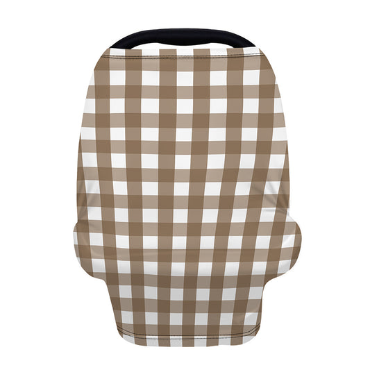 Brown And White Check Pattern Print Baby Seat Cover