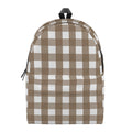 Brown And White Check Pattern Print School Backpack