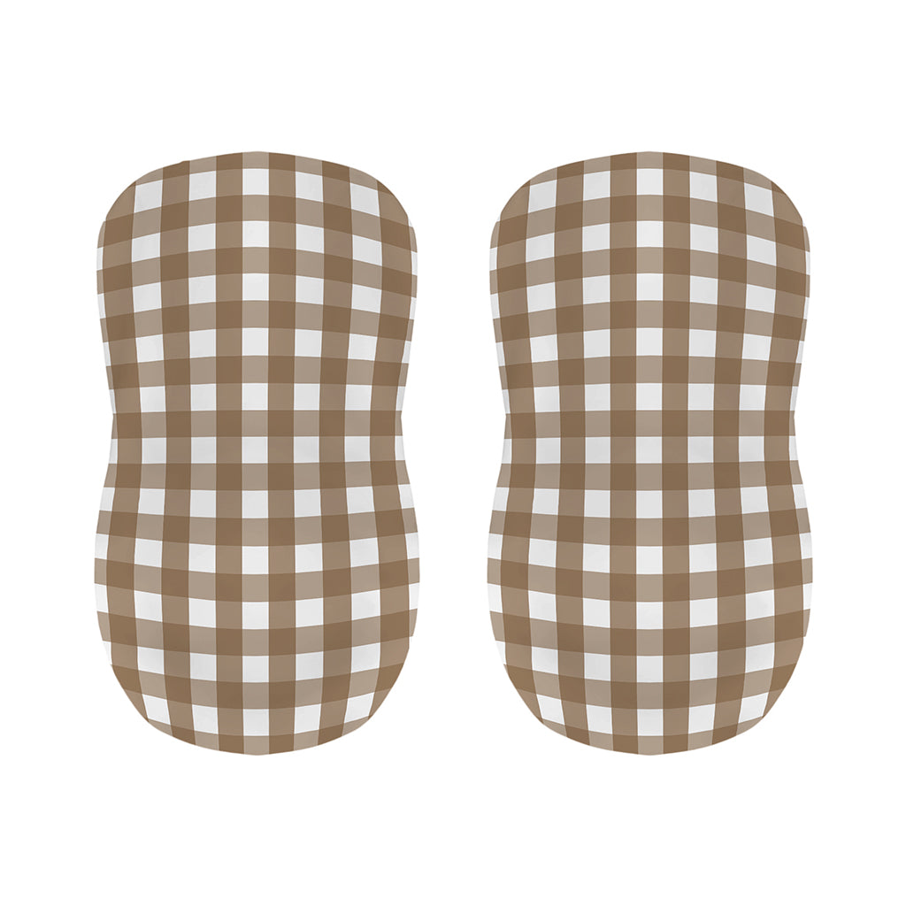 Brown And White Check Pattern Print Bar Stool Covers
