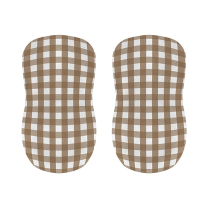 Brown And White Check Pattern Print Bar Stool Covers