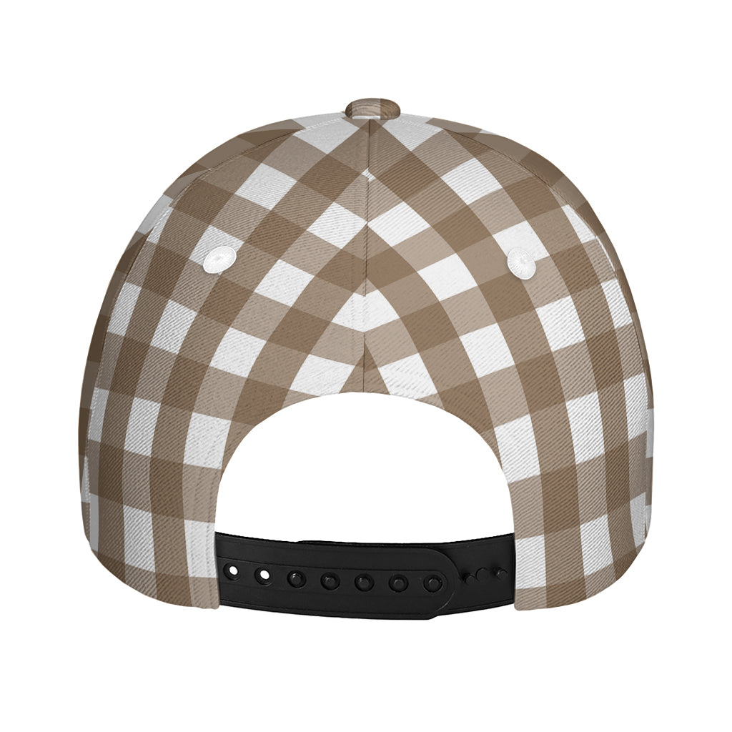 Brown And White Check Pattern Print Baseball Cap