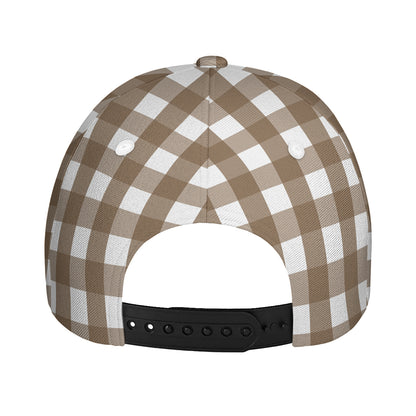 Brown And White Check Pattern Print Baseball Cap