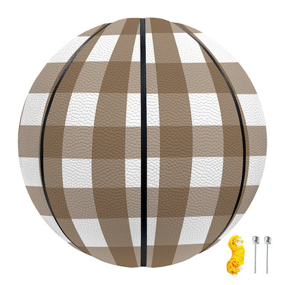 Brown And White Check Pattern Print Basketball