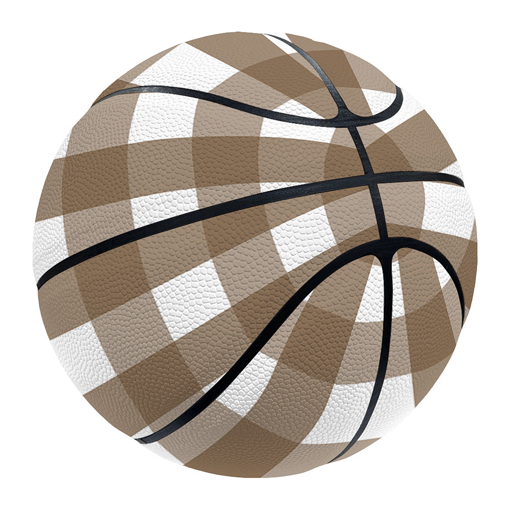 Brown And White Check Pattern Print Basketball