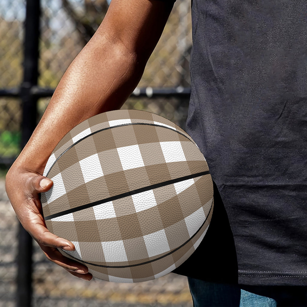 Brown And White Check Pattern Print Basketball