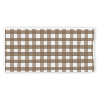 Brown And White Check Pattern Print Beach Towel