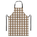 Brown And White Check Pattern Print Bib Apron With Pocket