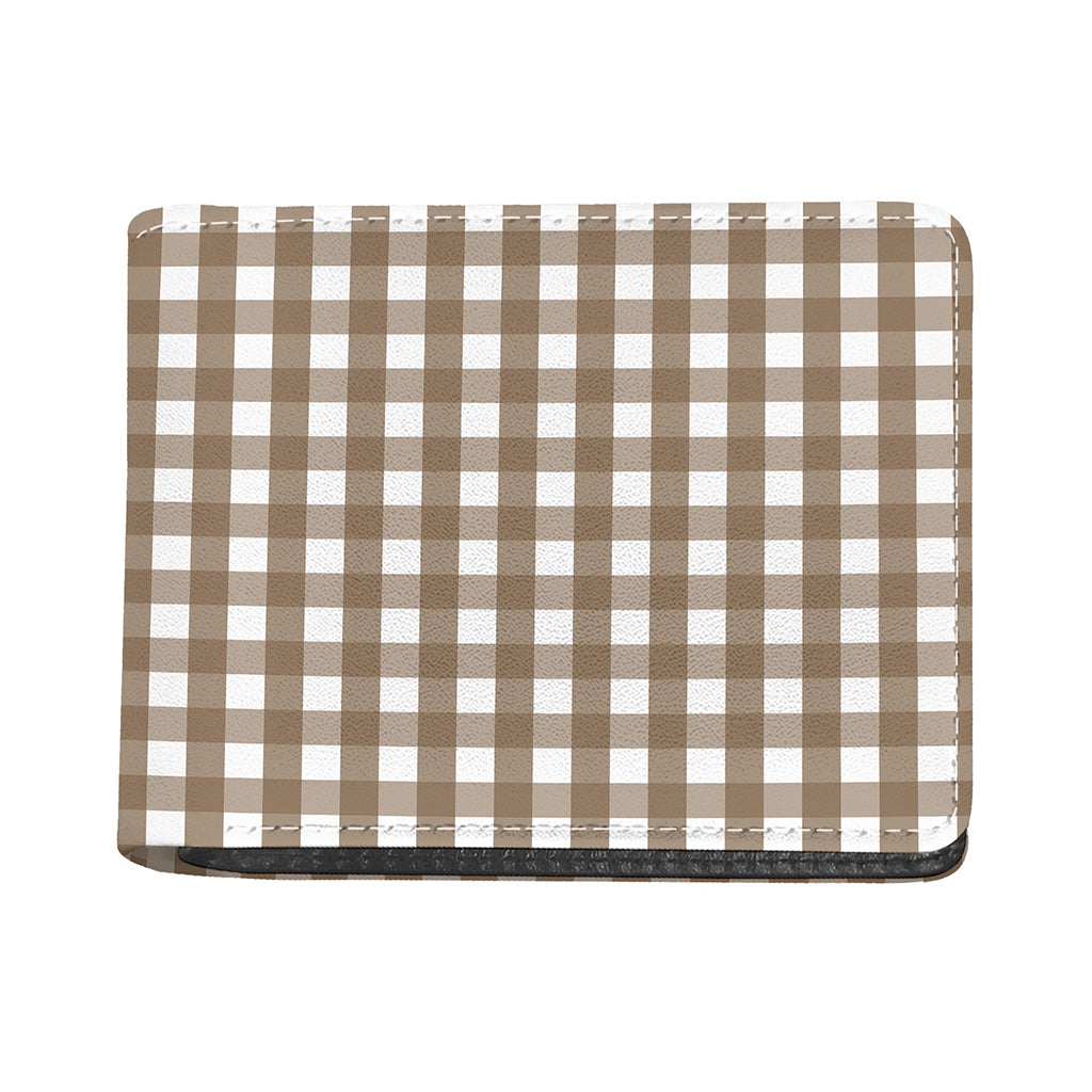 Brown And White Check Pattern Print Bifold Wallet